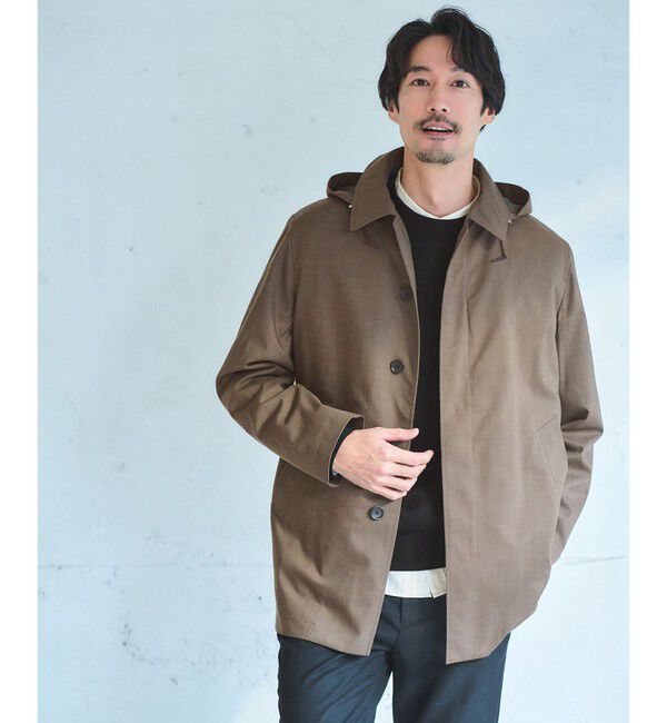 UNITED ARROWS green label relaxing「ルミレットウール TAION フード バルカラーコート -撥水-」|ステンカラーコート|MD.BROWN