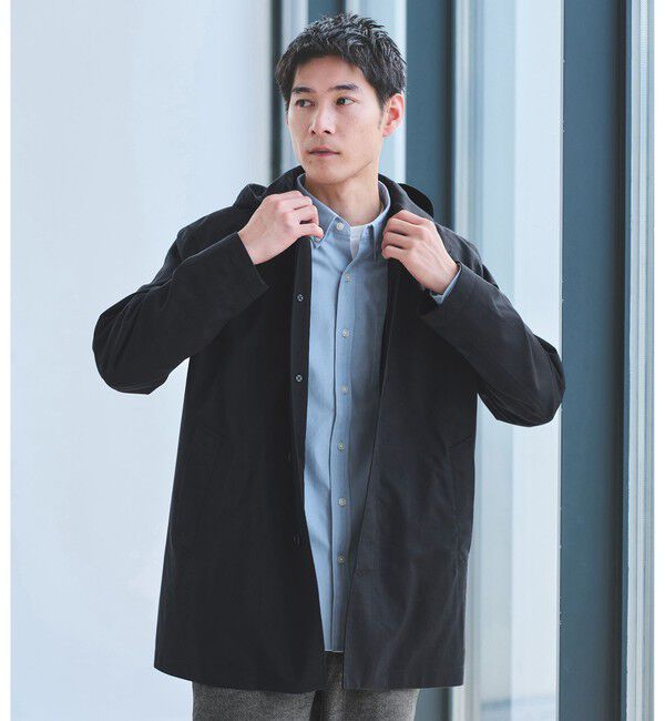 UNITED ARROWS green label relaxing「ルミレットウール TAION フード バルカラーコート -撥水-」|ステンカラーコート|NAVY