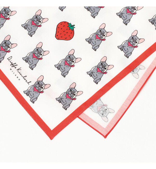 Demi-Luxe BEAMS 「Dieffe Kinloch / フレンチブルドッグ イチゴ ハンカチ」|ハンカチ|