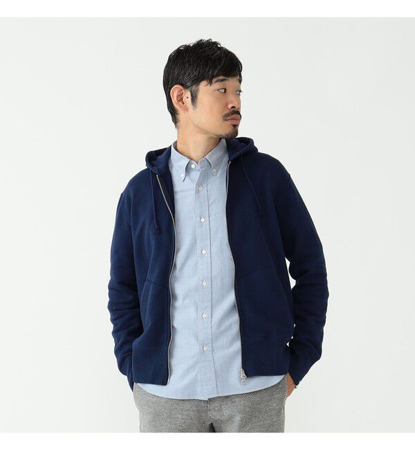 BEAMS PLUS「LOOPWHEELER / 別注 Slim Zip Sweat Hoody」|スウェット・ジャージ|P.NAVY