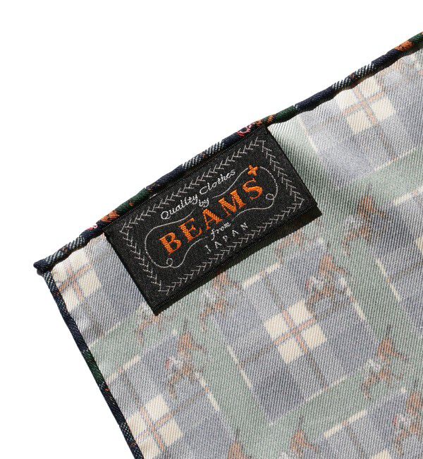BEAMS PLUS「BEAMS PLUS / ホース &times; チェック プリント チーフ」|ハンカチ|