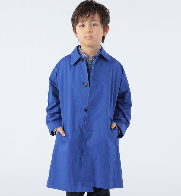 SHIPS KIDS「SHIPS KIDS:100～130cm /〈撥水〉ステンカラー コート」|ステンカラーコート|ブルー