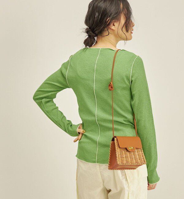 SHIPS for women「〈手洗い可能〉ドライタッチ テレコ ボートネック プルオーバー」|Tシャツ・カットソー|グリーン