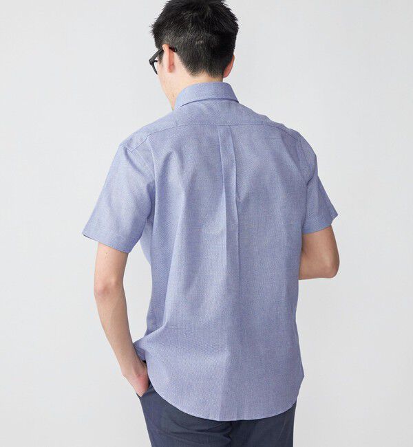 SHIPS「SHIPS: カラミ織り ボタンダウン 無地 半袖 シャツ」|シャツ・ブラウス|