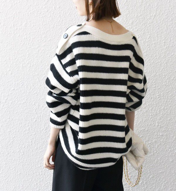 SHIPS any「SHIPS any: AQUA カシミヤ ミックス ボートネック ニット プルオーバー」|ニット・セーター|