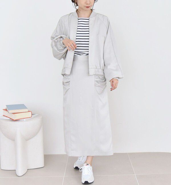 quaranciel「quaranciel:〈手洗い可能〉ツイル ギャザー タイト スカート（セットアップ対応）」|スカート|