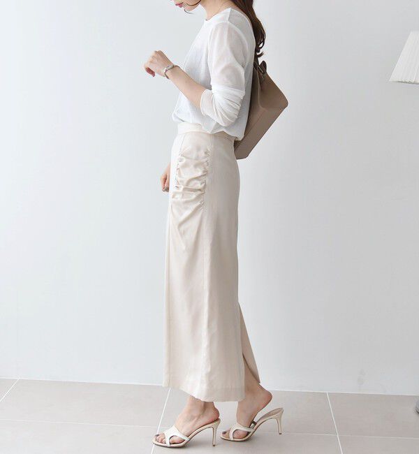 quaranciel「quaranciel:〈手洗い可能〉ツイル ギャザー タイト スカート（セットアップ対応）」|スカート|