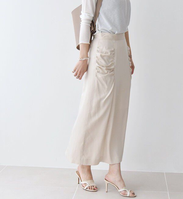 quaranciel「quaranciel:〈手洗い可能〉ツイル ギャザー タイト スカート（セットアップ対応）」|スカート|
