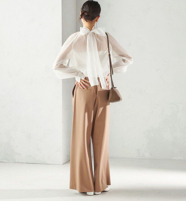 SHIPS for women「《一部追加予約》〈手洗い可能〉オーガンジー リボン ブラウス」|シャツ・ブラウス|