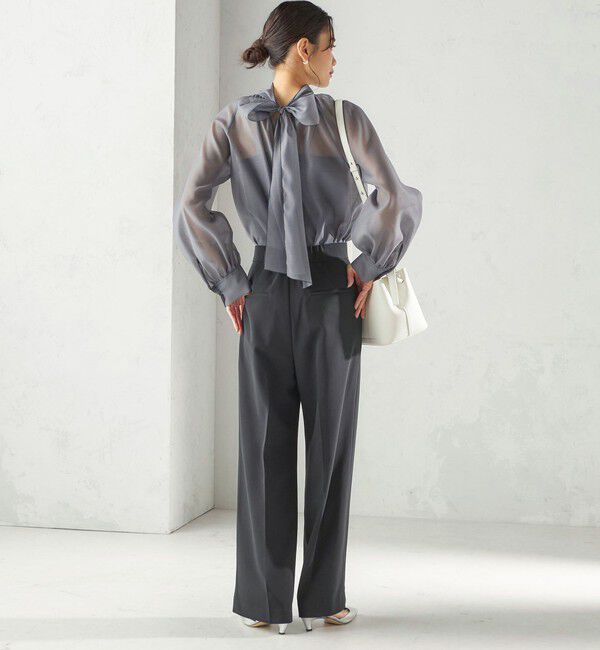 SHIPS for women「《一部追加予約》〈手洗い可能〉オーガンジー リボン ブラウス」|シャツ・ブラウス|