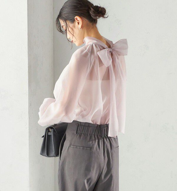 SHIPS for women「《一部追加予約》〈手洗い可能〉オーガンジー リボン ブラウス」|シャツ・ブラウス|
