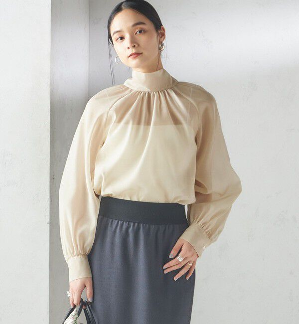 SHIPS for women「《一部追加予約》〈手洗い可能〉オーガンジー リボン ブラウス」|シャツ・ブラウス|