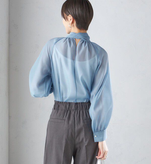 SHIPS for women「《一部追加予約》〈手洗い可能〉オーガンジー リボン ブラウス」|シャツ・ブラウス|