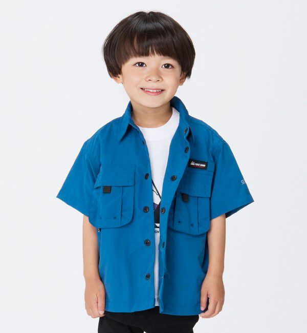 SHIPS Colors 「FIRST DOWN:〈撥水・洗濯機可能〉アウトドア ボックス シャツ(100~150cm)」|シャツ・ブラウス|ブルー