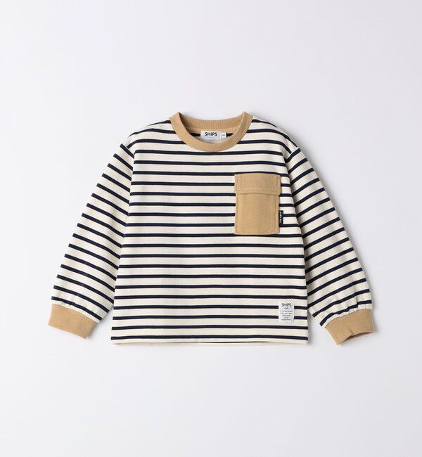 SHIPS Colors 「SHIPS Colors: 80～130cm / ミニ裏毛 ボーダー ポケット トップス」|Tシャツ・カットソー|