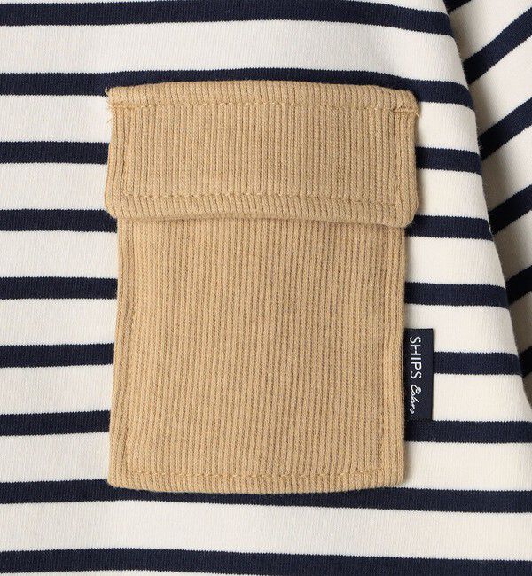 SHIPS Colors 「SHIPS Colors: 80～130cm / ミニ裏毛 ボーダー ポケット トップス」|Tシャツ・カットソー|