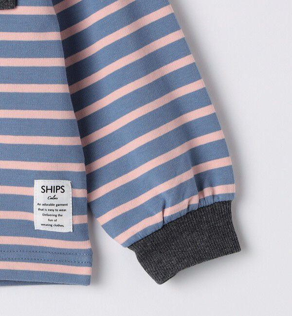 SHIPS Colors 「SHIPS Colors: 80～130cm / ミニ裏毛 ボーダー ポケット トップス」|Tシャツ・カットソー|