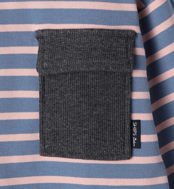 SHIPS Colors 「SHIPS Colors: 80～130cm / ミニ裏毛 ボーダー ポケット トップス」|Tシャツ・カットソー|