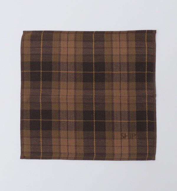 SHIPS「SHIPS: 50th ANNIV チェック ハンドタオル」|ハンカチ|ブラウン