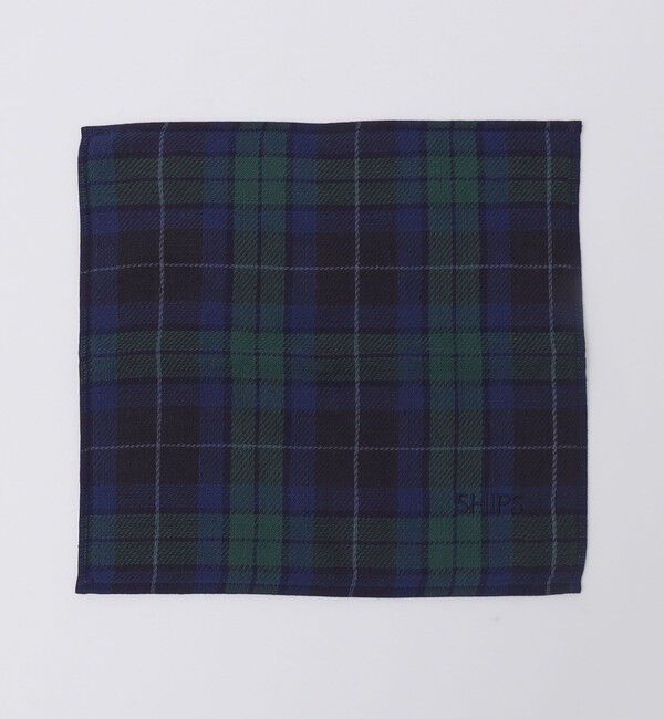 SHIPS「SHIPS: 50th ANNIV チェック ハンドタオル」|ハンカチ|ネイビー