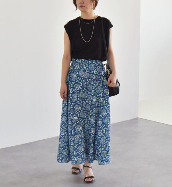 quaranciel「quaranciel:〈洗濯機可能〉フラワー プリント マーメイド ロング スカート」|スカート|