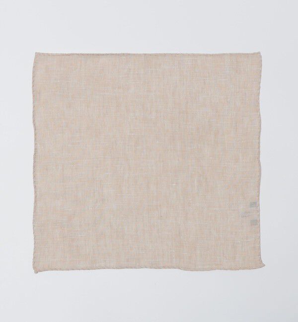 SHIPS「MUNGAI: エンブロイダリー リネン スクエア チーフ」|ハンカチ|ベージュ系