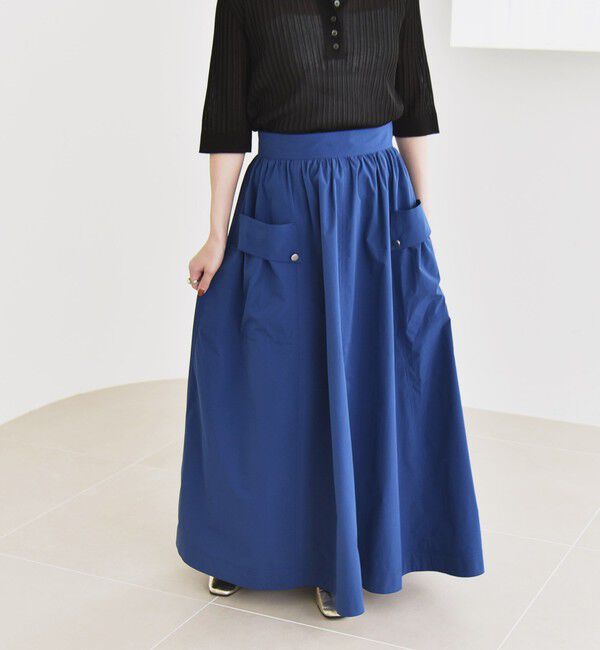 quaranciel「quaranciel:〈洗濯機可能〉タイプライター ギャザー フレア ポケット スカート」|スカート|