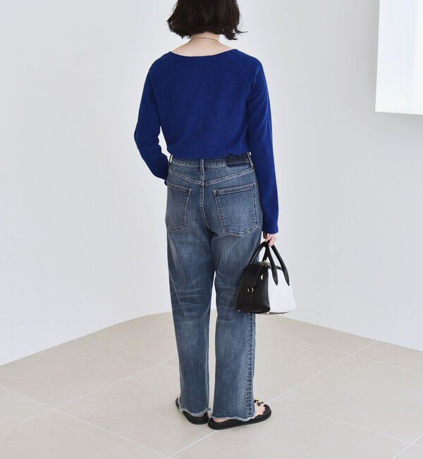 quaranciel「quaranciel:〈洗濯機可能〉ポリエステル ベロア スクエア ネック プルオーバー」|Tシャツ・カットソー|