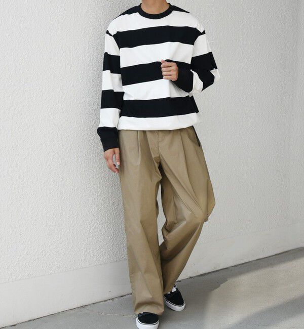 SHIPS any「SHIPS any: ワイド カラー ボーダー スピンドル Tシャツ (ロンT)◇」|Tシャツ・カットソー|