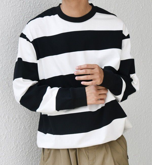 SHIPS any「SHIPS any: ワイド カラー ボーダー スピンドル Tシャツ (ロンT)◇」|Tシャツ・カットソー|