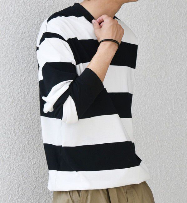 SHIPS any「SHIPS any: ワイド カラー ボーダー スピンドル Tシャツ (ロンT)◇」|Tシャツ・カットソー|