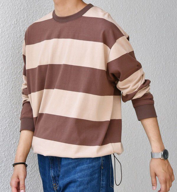 SHIPS any「SHIPS any: ワイド カラー ボーダー スピンドル Tシャツ (ロンT)◇」|Tシャツ・カットソー|