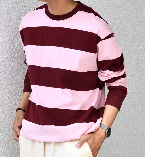 SHIPS any「SHIPS any: ワイド カラー ボーダー スピンドル Tシャツ (ロンT)◇」|Tシャツ・カットソー|