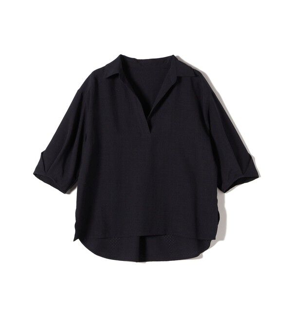 SHIPS Colors 「SHIPS Colors:〈手洗い可能〉パンチング スキッパー シャツ」|シャツ・ブラウス|ネイビー