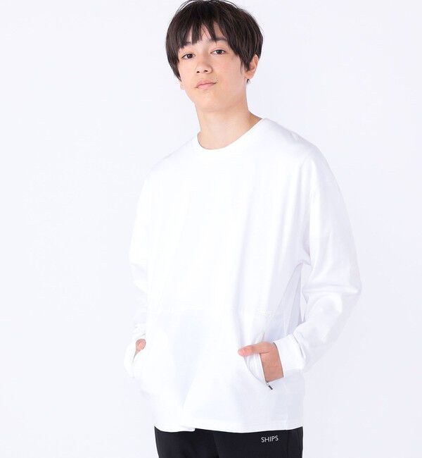 SHIPS KIDS「SHIPS KIDS:140～160cm /ファスナー ポケット付き ロング スリーブ Tシャツ」|Tシャツ・カットソー|