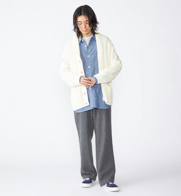 SHIPS「SHIPS: 〈手洗い可能〉ウールコットン アラン ショール カーディガン」|カーディガン|