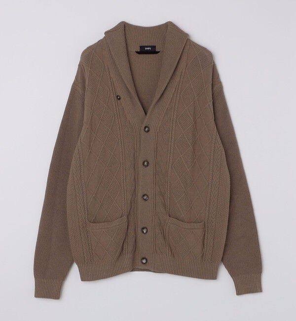 SHIPS「SHIPS: 〈手洗い可能〉ウールコットン アラン ショール カーディガン」|カーディガン|