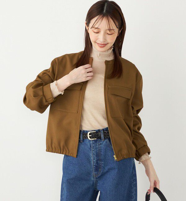 SHIPS Colors 「SHIPS Colors:〈手洗い可能〉ツイル ノーカラー ジップブルゾン」|ブルゾン・スタジャン|