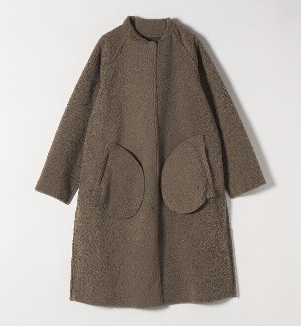 SHIPS any「FLAT YOU: ポリエステル ムートン ボア ロング コート」|ステンカラーコート|
