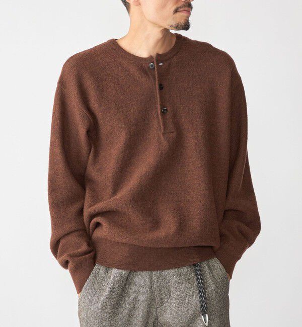 SHIPS「SHIPS: ヘビー ボイルド ヘンリーネック ニット」|ニット・セーター|ブラウン