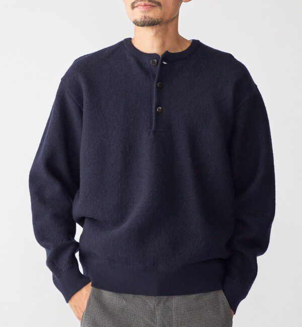 SHIPS「SHIPS: ヘビー ボイルド ヘンリーネック ニット」|ニット・セーター|ネイビー