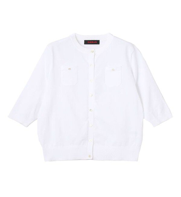 CABaN「ファインポリエステル ハーフスリーブポケットカーディガン」|カーディガン|11 ホワイト