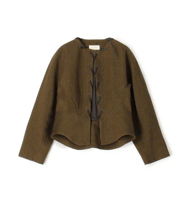 DES PRES「コットンリネンキャンバス コンパクトジャケット」|ノーカラージャケット|47 ブラウン