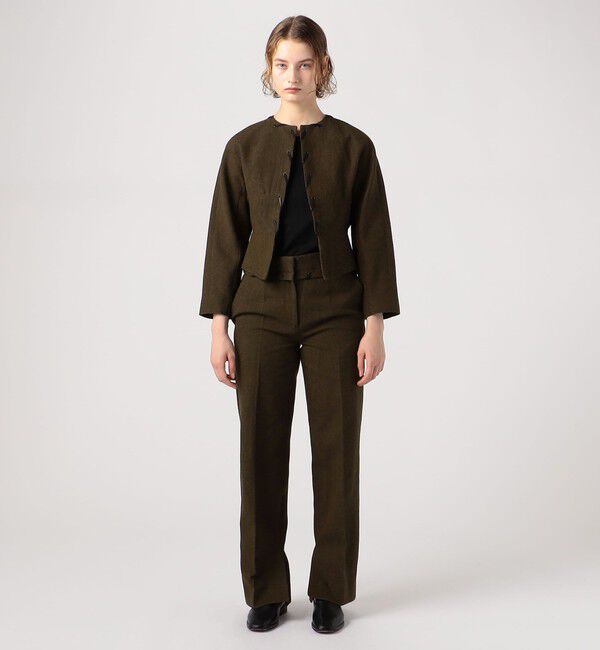 DES PRES「コットンリネンキャンバス コンパクトジャケット」|ノーカラージャケット|