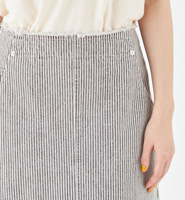 MACPHEE「ヒッコリーストライプデニム セミフレアマキシスカート」|フレア|