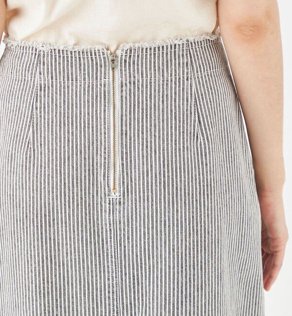 MACPHEE「ヒッコリーストライプデニム セミフレアマキシスカート」|フレア|