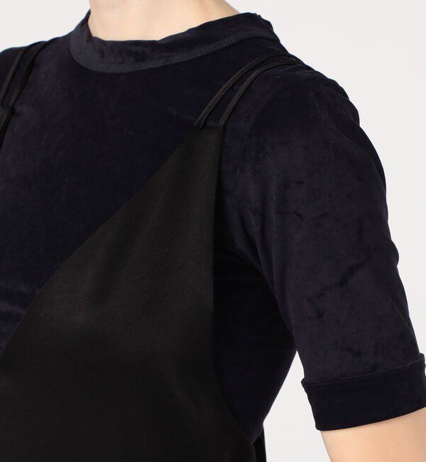 MACPHEE「トリアセテートポリエステルサテン ダブルストラップキャミソールワンピース」|ワンピース|