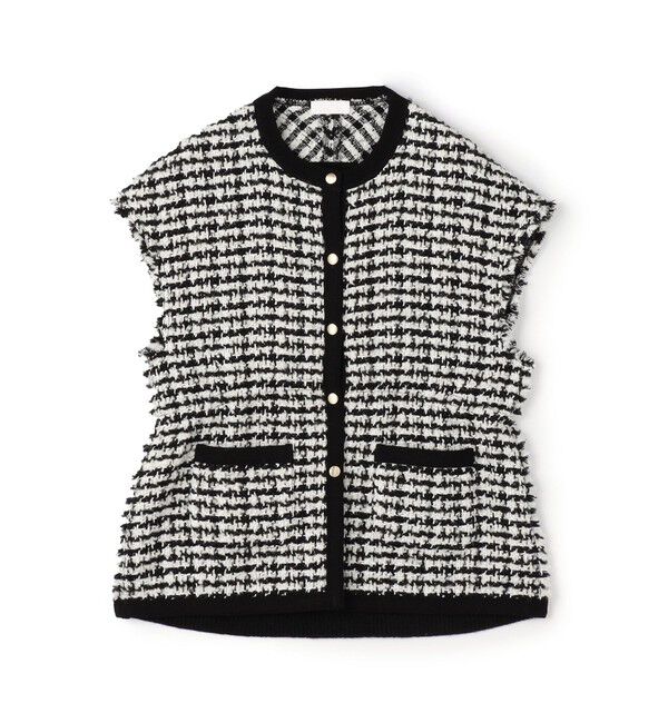 Ballsey「ニットコンビツイード フレンチスリーブジレ」|ベスト・ジレ|18 ブラック系