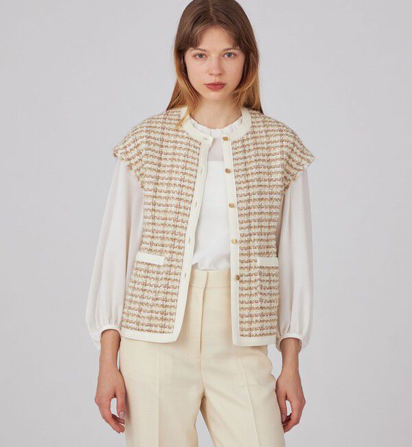 Ballsey「ニットコンビツイード フレンチスリーブジレ」|ベスト・ジレ|