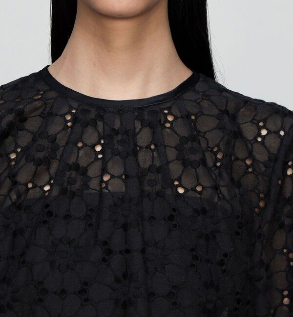 Ballsey「エンブロイダリーオーガンザ クルーネックブラウス」|シャツ・ブラウス|